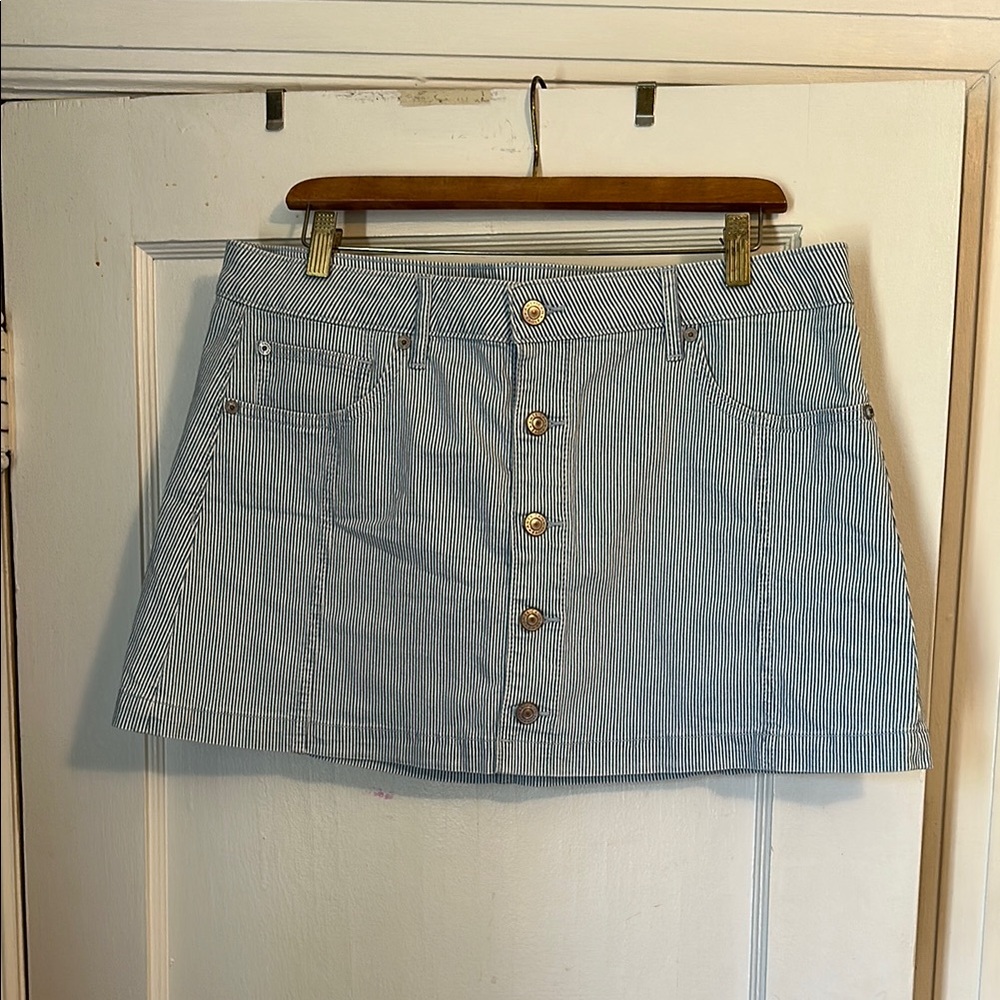 American Eagle Blue Striped Buttoned Women's Skirt